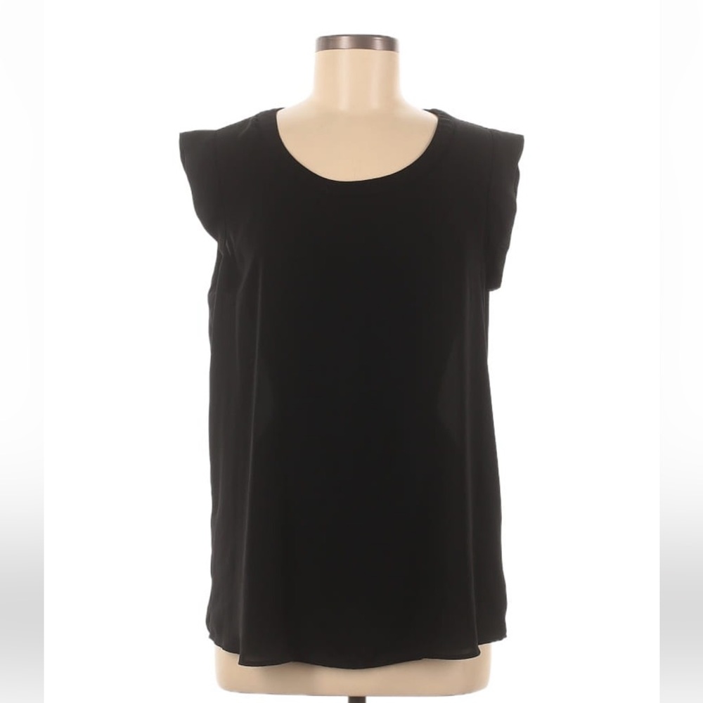 Pleione Solid Sleeveless Blouse in Round Neck with Pleated Back BLACK